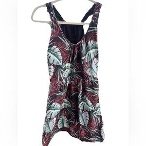 Madewell 100% Silk Island Tropical Jungle Leaf Printed Dress Sz 2 Pockets Women